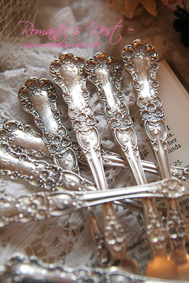 rose sterling silver salad fork set... 