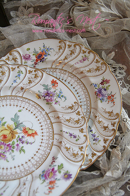 Richard Klemm Dresden floral and gilt plates .....