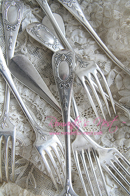 Sterling silver dinner fork set ... 프렌치 리본...