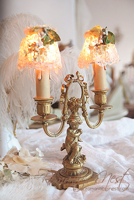 with lovely ANGEL.... 리본 브론즈 보우 &amp; 엔젤 램프... (Antique French Bronze  angel lamp)